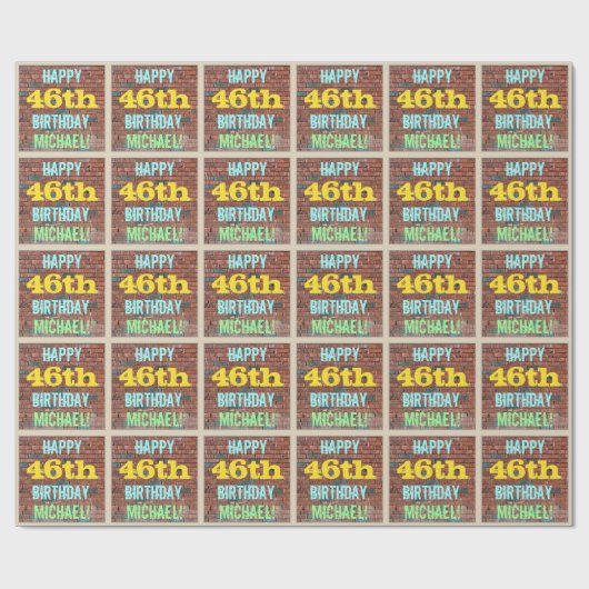 Brick Wall Graffiti Inspiriert 46. Geburtstag + Na Geschenkpapier (Flach)
