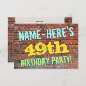 Brick Wall Graffiti Inspiriert 49. Geburtstag + Na Einladung (Vorne/Hinten)