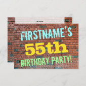 Brick Wall Graffiti Inspiriert 55. Geburtstag + Na Einladung (Vorne/Hinten)