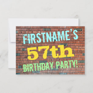 Brick Wall Graffiti Inspiriert 57. Geburtstag + Na Einladung