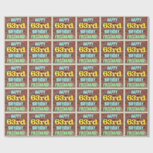 Brick Wall Graffiti Inspiriert 63. Geburtstag + Na Geschenkpapier (Flach)