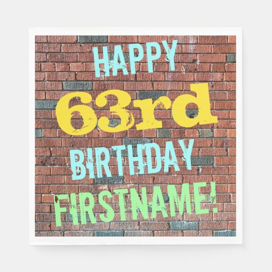 Brick Wall Graffiti Inspiriert 63. Geburtstag + Na Serviette (Vorderseite)