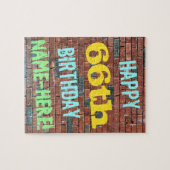 Brick Wall Graffiti Inspiriert 66. Geburtstag + Na Puzzle (Horizontal)