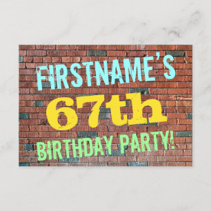 Brick Wall Graffiti Inspiriert 67. Geburtstag + Na Einladung