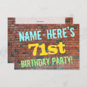 Brick Wall Graffiti Inspiriert 71. Geburtstag + Na Einladung (Vorne/Hinten)