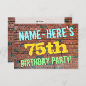 Brick Wall Graffiti Inspiriert 75. Geburtstag + Na Einladung (Vorne/Hinten)