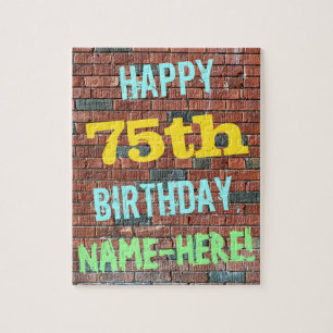 Brick Wall Graffiti Inspiriert 75. Geburtstag + Na Puzzle