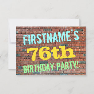 Brick Wall Graffiti Inspiriert 76. Geburtstag + Na Einladung