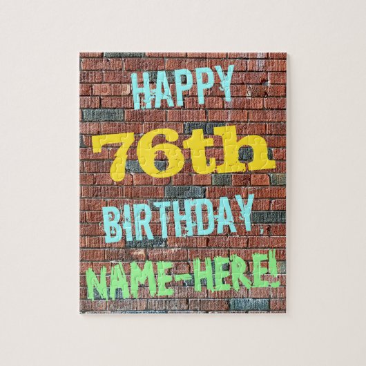 Brick Wall Graffiti Inspiriert 76. Geburtstag + Na Puzzle (Vertikal)
