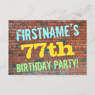 Brick Wall Graffiti Inspiriert 77. Geburtstag + Na Einladung