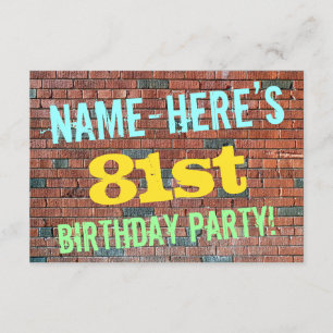 Brick Wall Graffiti Inspiriert 81. Geburtstag + Na Einladung