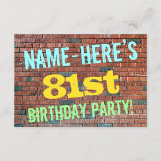 Brick Wall Graffiti Inspiriert 81. Geburtstag + Na Einladung
