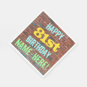 Brick Wall Graffiti Inspiriert 81. Geburtstag + Na Serviette (Ecke)