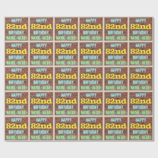 Brick Wall Graffiti Inspiriert 82. Geburtstag + Na Geschenkpapier (Flach)