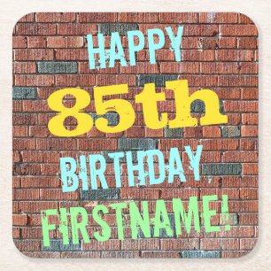 Brick Wall Graffiti Inspiriert 85. Geburtstag + Na Rechteckiger Pappuntersetzer