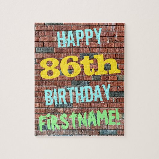 Brick Wall Graffiti Inspiriert 86. Geburtstag + Na Puzzle (Vertikal)