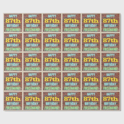 Brick Wall Graffiti Inspiriert 87. Geburtstag + Na Geschenkpapier (Flach)