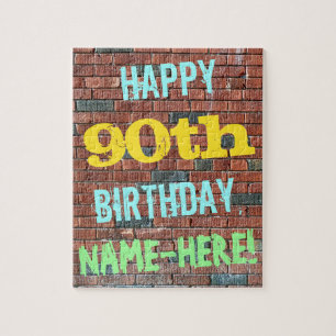 Brick Wall Graffiti Inspiriert 90. Geburtstag + Na Puzzle