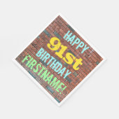Brick Wall Graffiti Inspiriert 91. Geburtstag + Na Serviette (Ecke)
