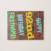 Brick Wall Graffiti Inspiriert 92. Geburtstag + Na Puzzle (Horizontal)