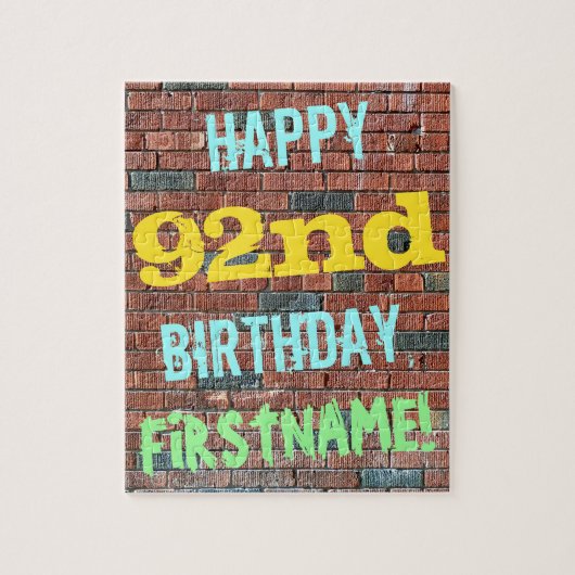 Brick Wall Graffiti Inspiriert 92. Geburtstag + Na Puzzle (Vertikal)