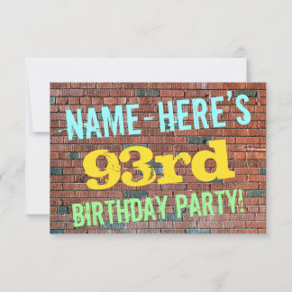 Brick Wall Graffiti Inspiriert 93. Geburtstag + Na Einladung