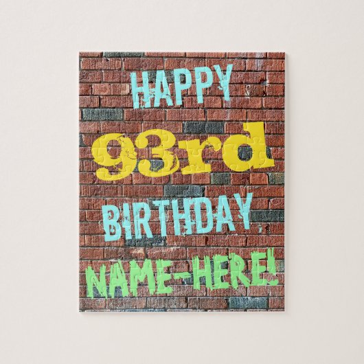 Brick Wall Graffiti Inspiriert 93. Geburtstag + Na Puzzle (Vertikal)