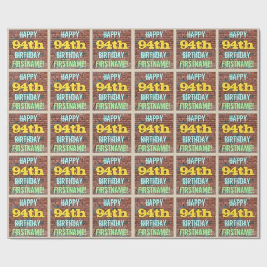 Brick Wall Graffiti Inspiriert 94. Geburtstag + Na Geschenkpapier (Flach)