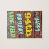 Brick Wall Graffiti Inspiriert 94. Geburtstag + Na Puzzle (Horizontal)