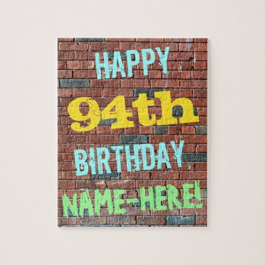 Brick Wall Graffiti Inspiriert 94. Geburtstag + Na Puzzle (Vertikal)