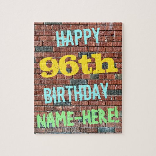 Brick Wall Graffiti Inspiriert 96. Geburtstag + Na Puzzle (Vertikal)