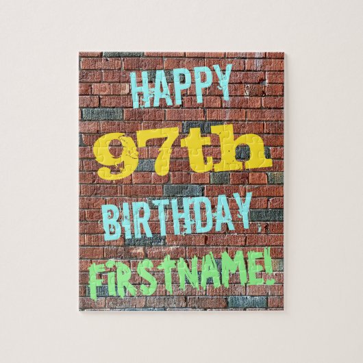 Brick Wall Graffiti Inspiriert 97. Geburtstag + Na Puzzle (Vertikal)