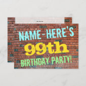 Brick Wall Graffiti Inspiriert 99. Geburtstag + Na Einladung (Vorne/Hinten)