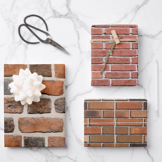 Brick Wall Pattern Red Geschenkpapier Set (Vorderseite)