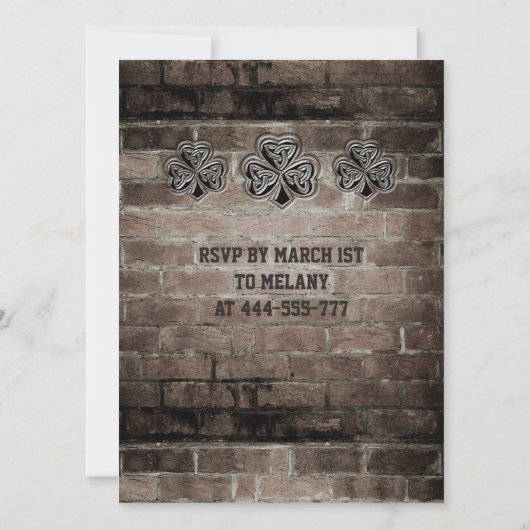 Brick Wall trendy grundirisches Kleeblatt Einladung (Rückseite)