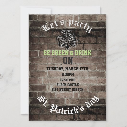 Brick Wall trendy grundirisches Kleeblatt Einladung (Vorderseite)