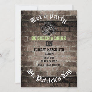 Brick Wall trendy grundirisches Kleeblatt Einladung