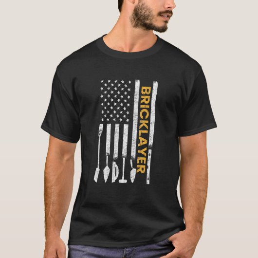 Bricklayer American Flag Brickmason Brick Mauerwer T-Shirt (Vorderseite)