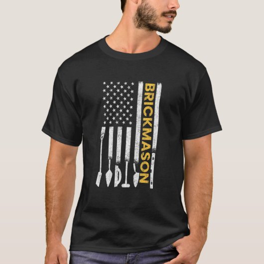 Bricklayer American Flag Brickmason Brick Mauerwer T-Shirt (Vorderseite)