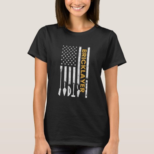 Bricklayer American Flag Brickmason Brick Mauerwer T-Shirt (Vorderseite)