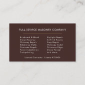Bricklayer Brick Masonry Construction Company Visitenkarte (Rückseite)