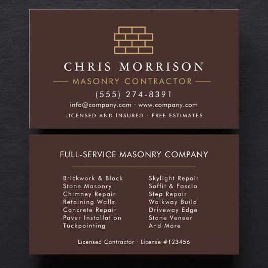 Bricklayer Brick Masonry Construction Visitenkarte