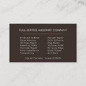 Bricklayer Brick Masonry Contractor Company Visitenkarte (Rückseite)
