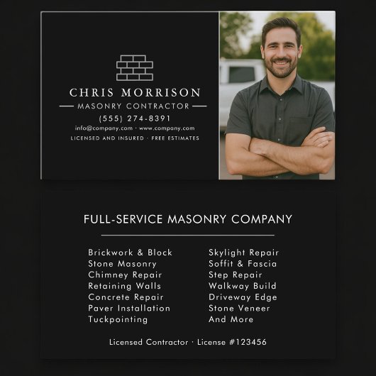 Bricklayer Brick Masonry Photo Construction Visitenkarte