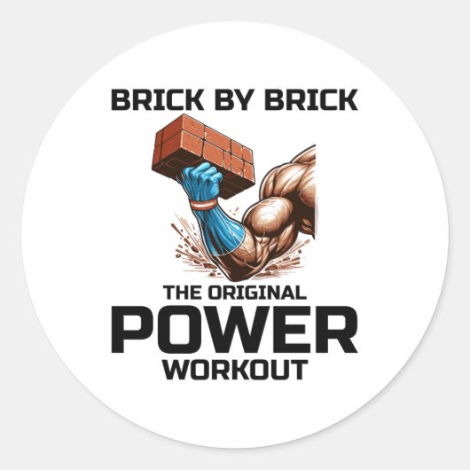 Bricklayer Bricklay Spaß Power Workout Funny Runder Aufkleber (Vorderseite)