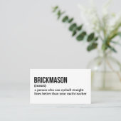 Bricklayer Funny Definition Card Visitenkarte (Stehend Vorderseite)