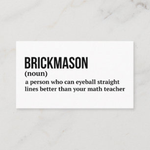 Bricklayer Funny Definition Card Visitenkarte