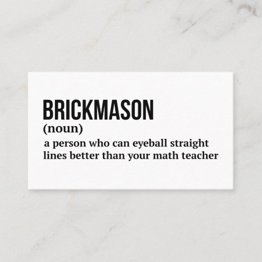 Bricklayer Funny Definition Card Visitenkarte (Vorderseite)