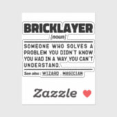 Bricklayer Noun Construction Worker Cool Sarcastic Aufkleber (Blatt)