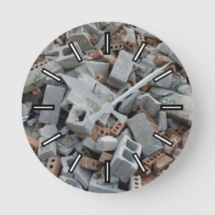 Bricks & Blocks Demolition Rubble Debris Clock Runde Wanduhr